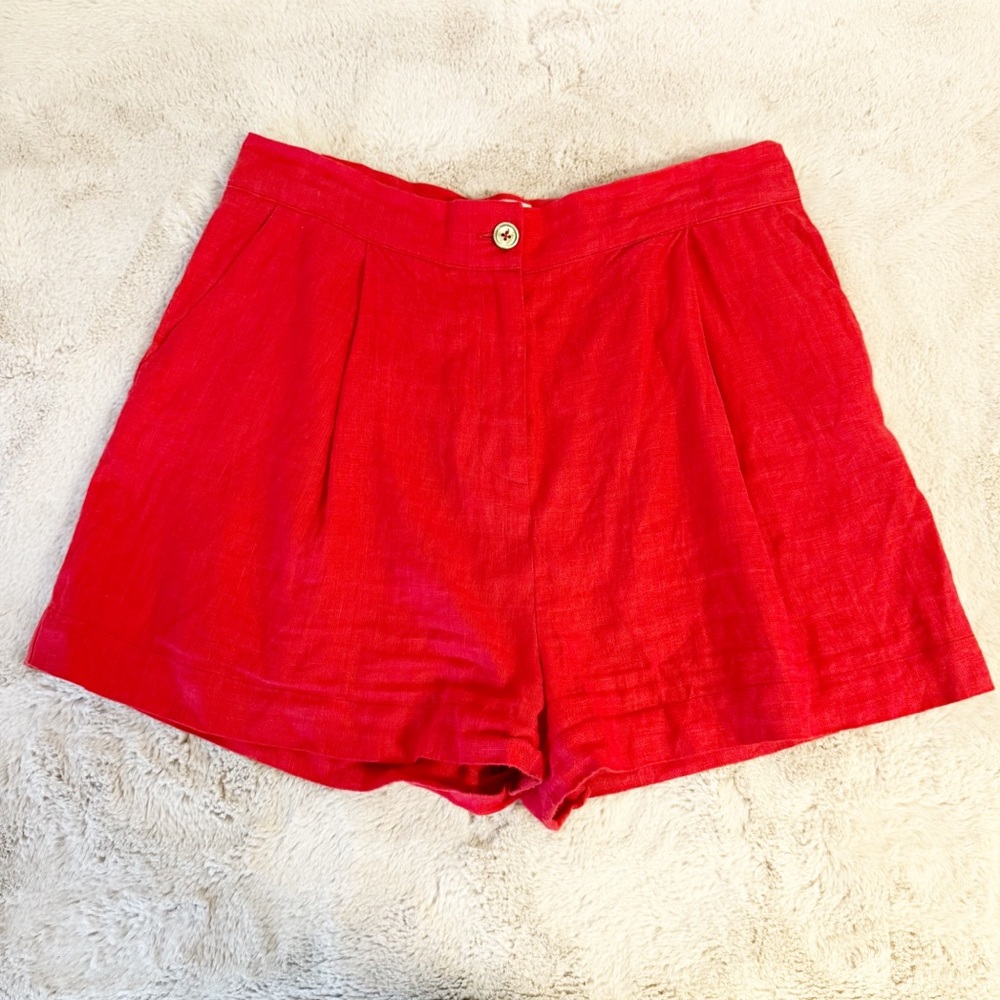 NWT BARDO COLLECTIVE Red Linen Shorts Size XL